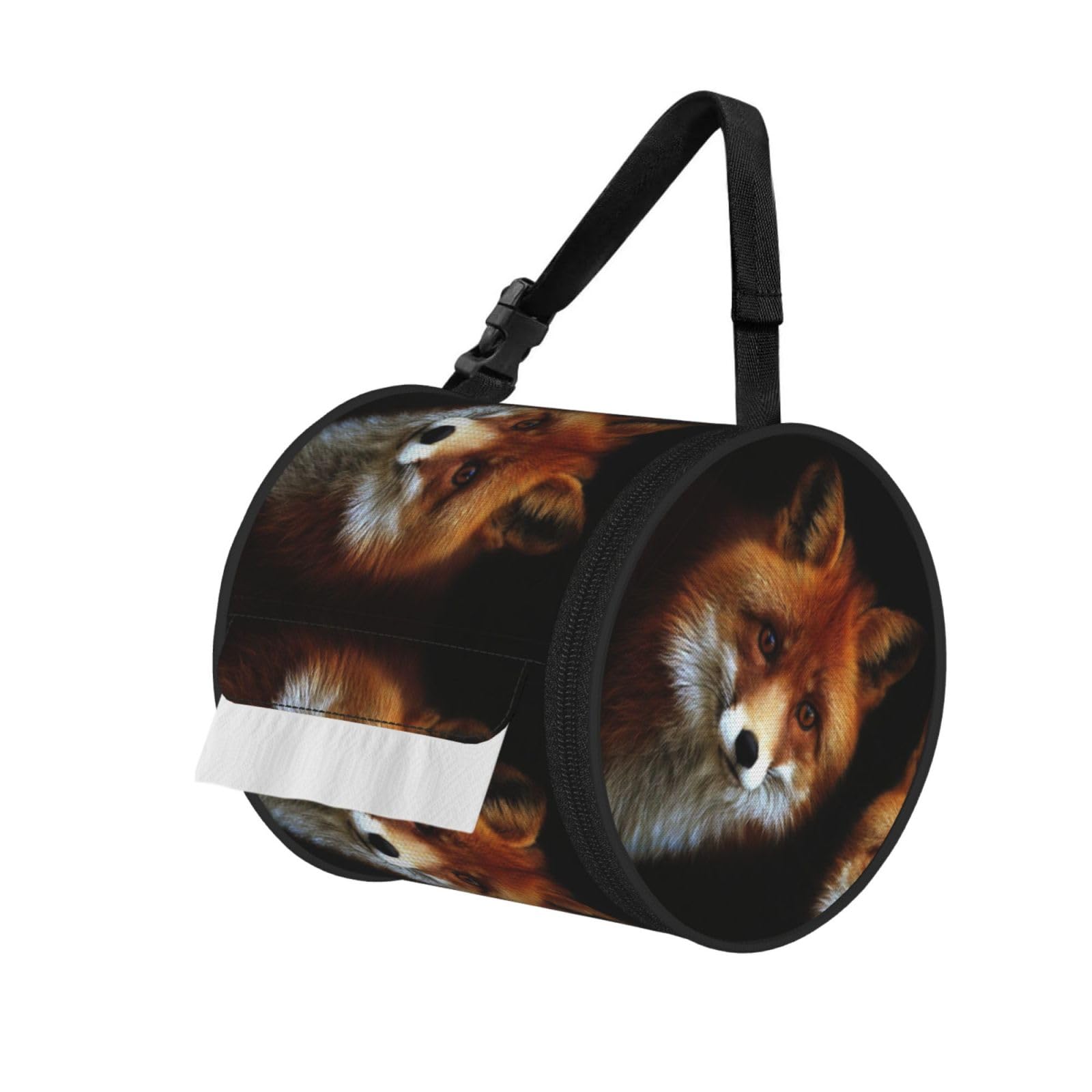 Fox Printed Hanging Tissue Organizer, Smooth Zipper Oxford Cloth Roll Holder for RV Bathroom Desk