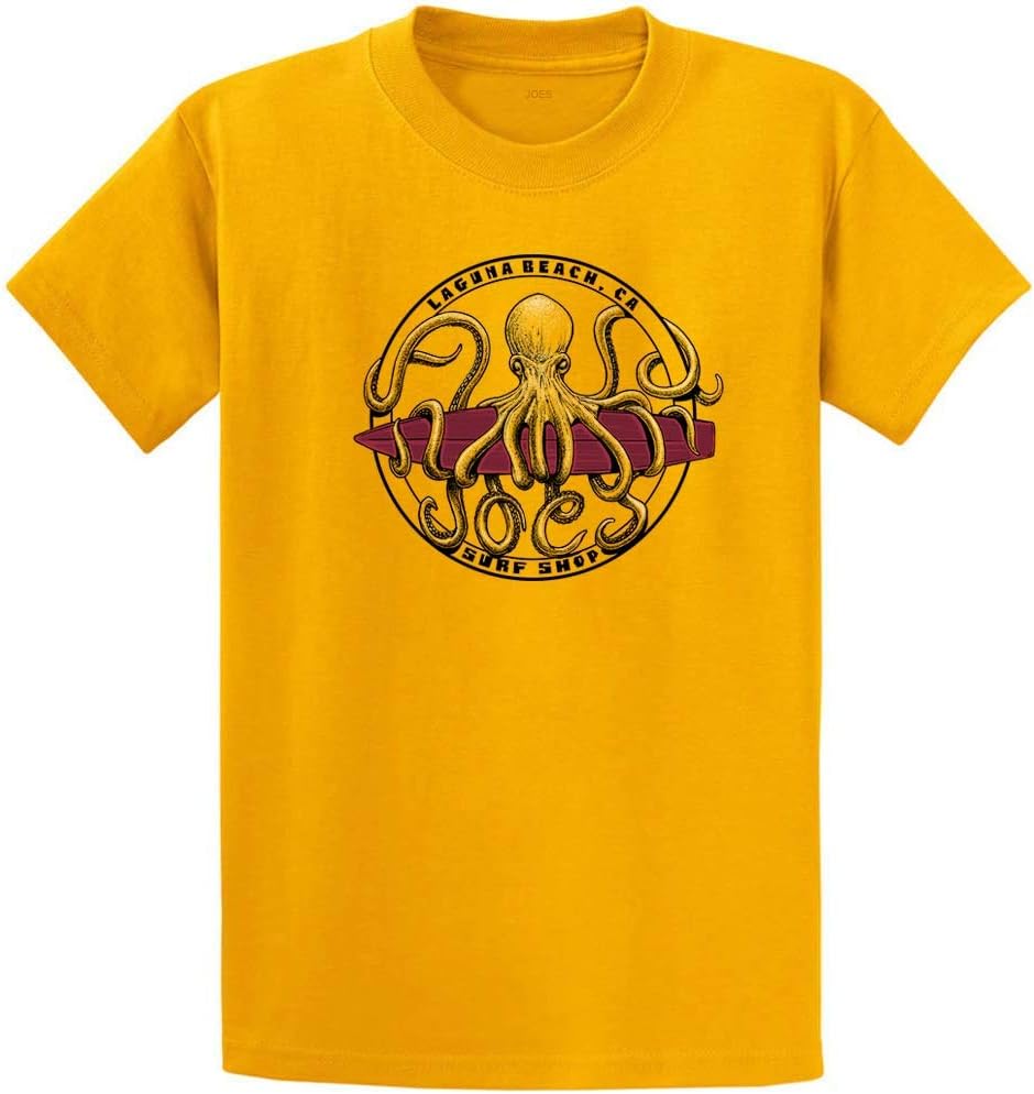 Joes Surf Shop Men's Octopus Meets Surfboard Logo Heavyweight Tees - Reg, Big & Tall