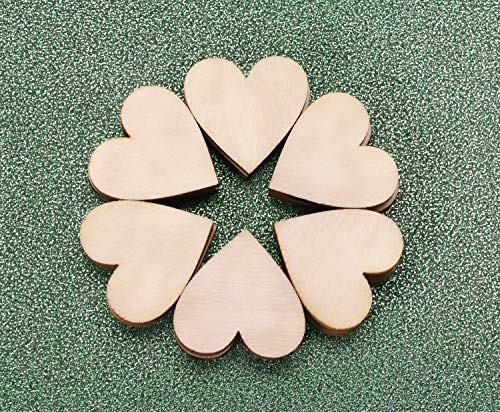 Shapenty Unfinished Wooden Hearts Bulk Blank Wood Slices Discs Diy Craft Cutout Pieces For Wedding Guest Signing Book Frame Album Valentine Christmas Ornaments Party Embellishment, 50Pcs (1.2 Inch) #TOP4