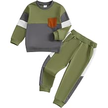 Geagodelia Toddler Baby Boys Fall Winter Outfits Long Sleeve Contrast Color Sweatshirt Pullover T shirt with Elastic Waist Sweatpants Tracksuit Sets 2Pcs Clothes for Little Boys