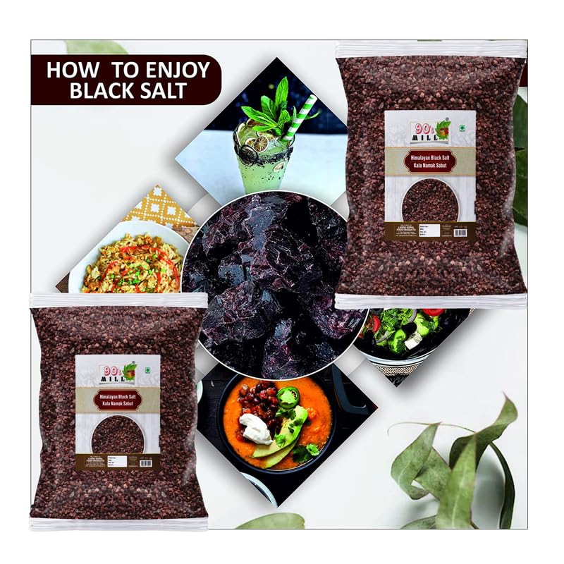 Miniatura 4 de 90's MILL Feng Shui Arabian Black Sea Salt Cristales, sin refinar, sin yodar, sin impurezas, clasificación óptica, sal negra natural, uso para