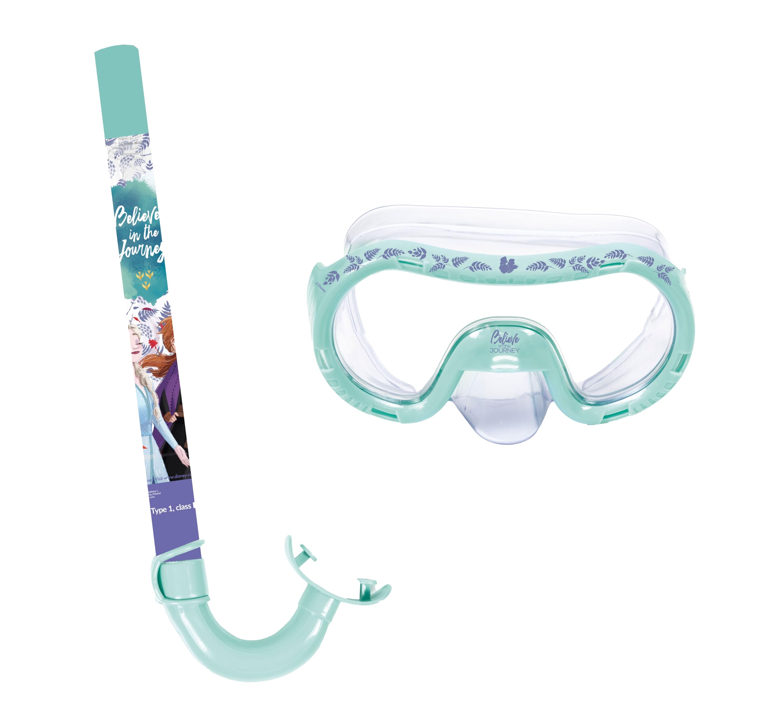 ARDITEX Set snorkeling per bambini con maschera e boccaglio Elsa e Anna Disney Frozen – Maschera regolabile 14x20,5x11 cm, tubo 33 cm, dai 3 anni, ideale per mare piscina e vacanze