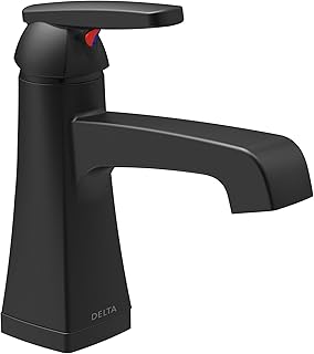 Delta Faucet Ashlyn Single Hole Bathroom Faucet, Single Handle Bathroom Faucet Matte Black, Bathroom Sink Faucet, Diamond Seal Technology, Drain Assembly, Matte Black 564-BLMPU-DST