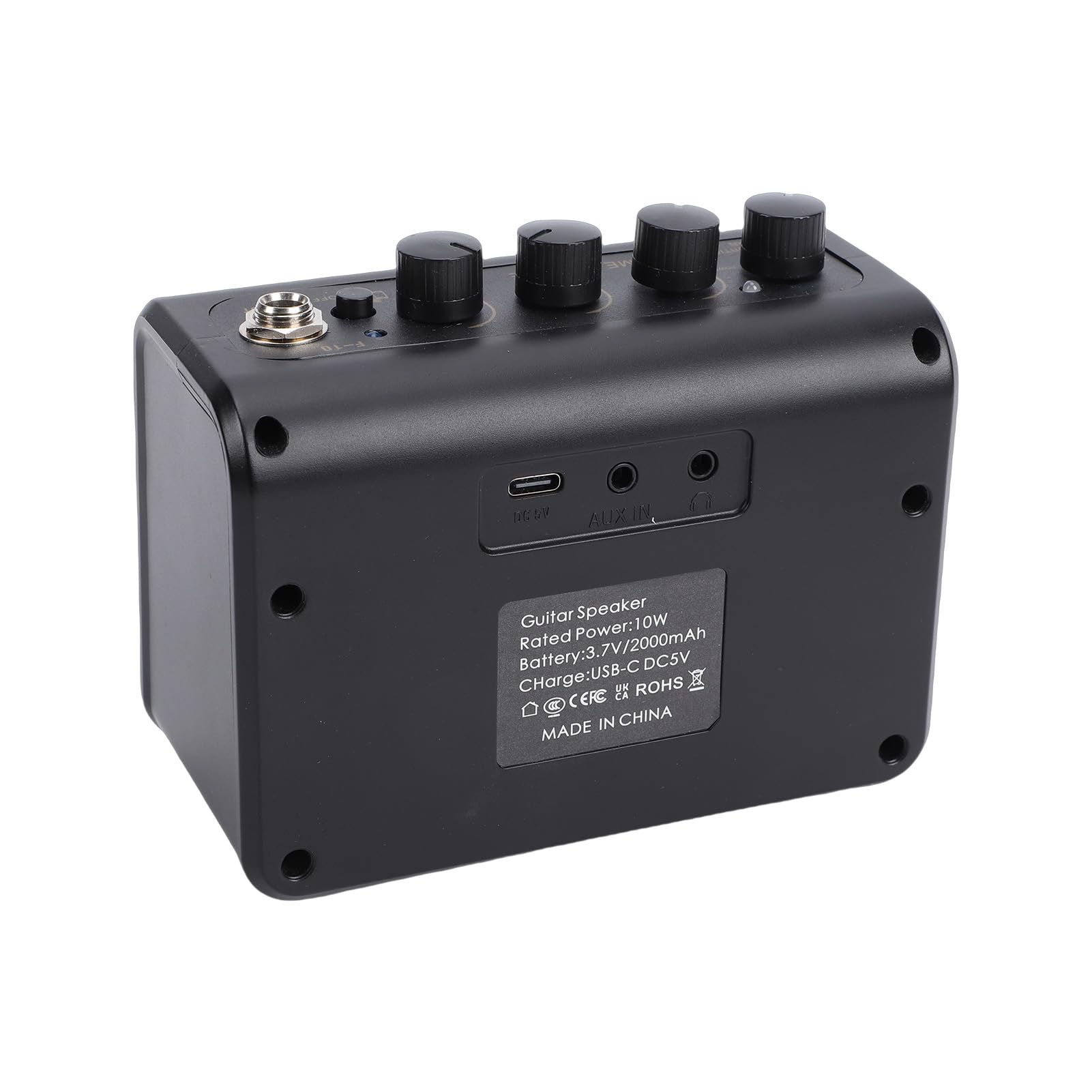 Zerodis Amplificatore per Chitarra Portatile, Altoparlante Ricaricabile da 10 W con Puliti e di Distorsione per Esercitazioni Domestiche e Uso Esterno