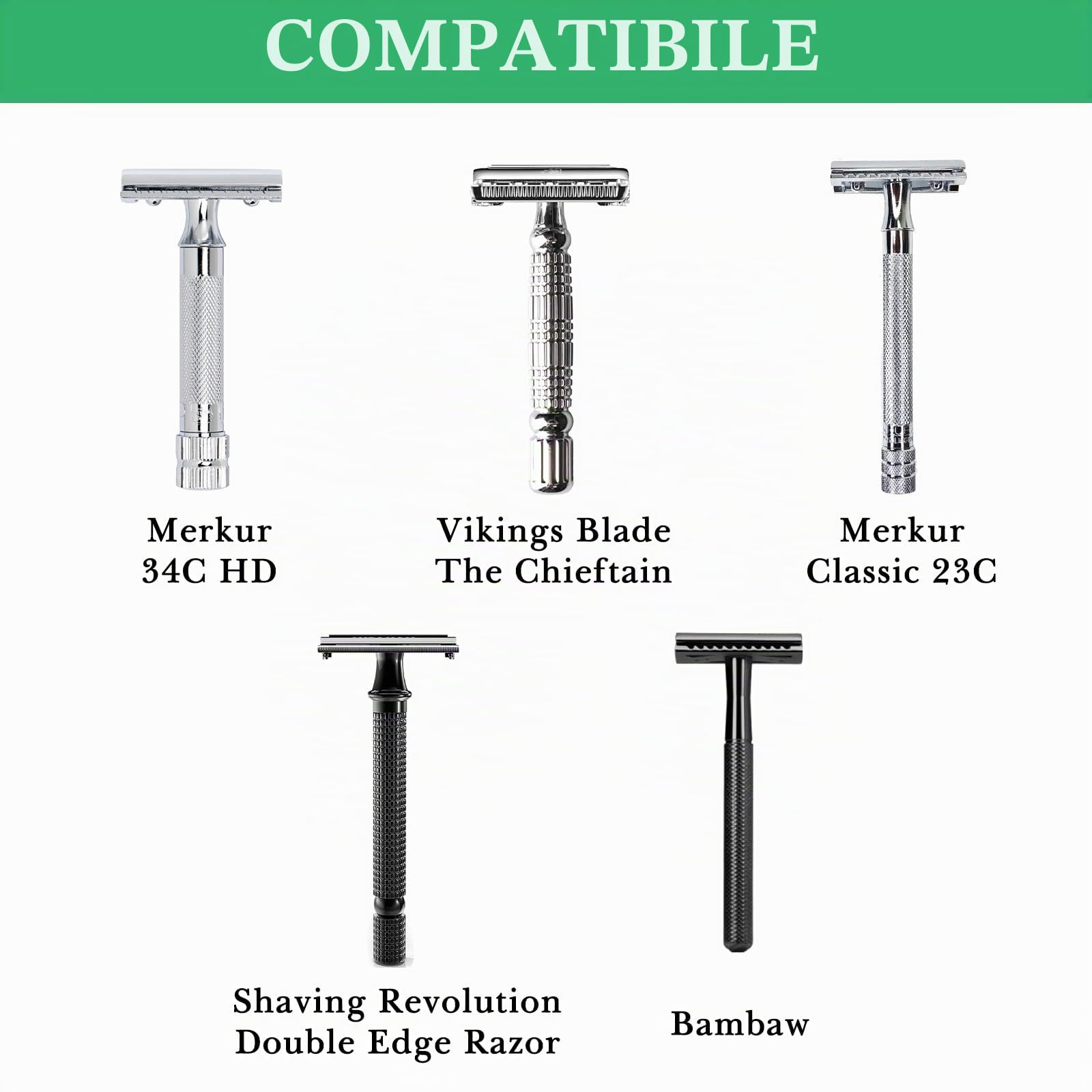 Linkidea supporto in acciaio inox per rasoio di sicurezza e pennello da barba, base antiscivolo, design stile bambù, antiruggine da appoggio, compatibile con Vikings Blade Chieftain e Odin (Grigio)