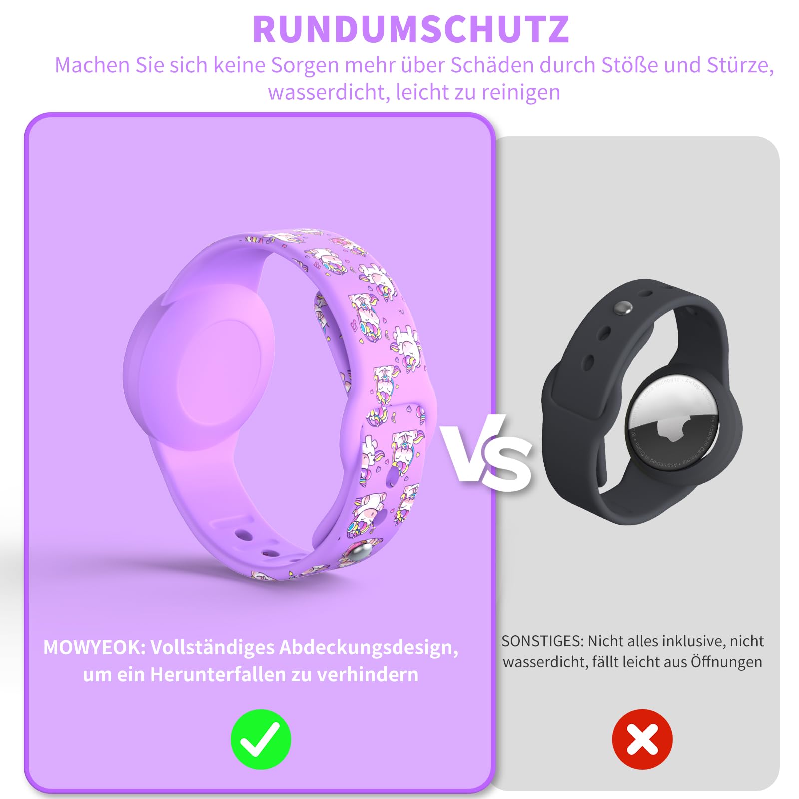 MOWYEOK AirTag-armband En Halsketting – 2 Stuks, Waterdicht, Verstelbaar, Geschikt Voor Kinderen, Met Sleutelring