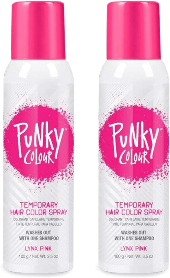 Punky Temporary Hair Color Spray, Lynx Pink, Non-Damaging Hair Dye, Instant Vivid Hair Color, 3.5 oz 2-Pack