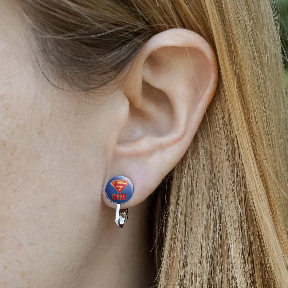 Superman Super Kid Shield Logo Novelty Clip-On Stud Earrings