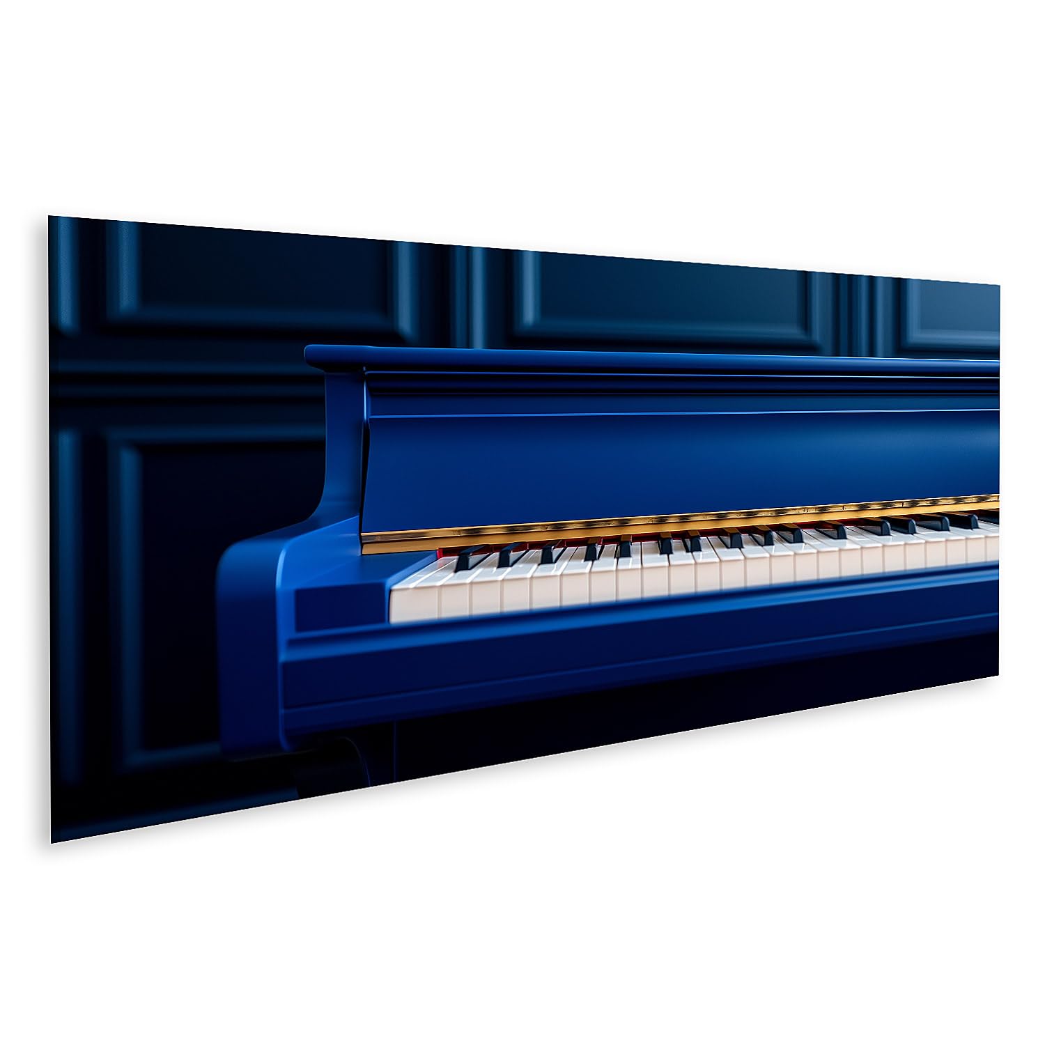 islandburner Prime Immagine su tela Pianoforte blu davanti elegante parete blu scuro per soggiorno amanti della musica negozio immagini murali poster