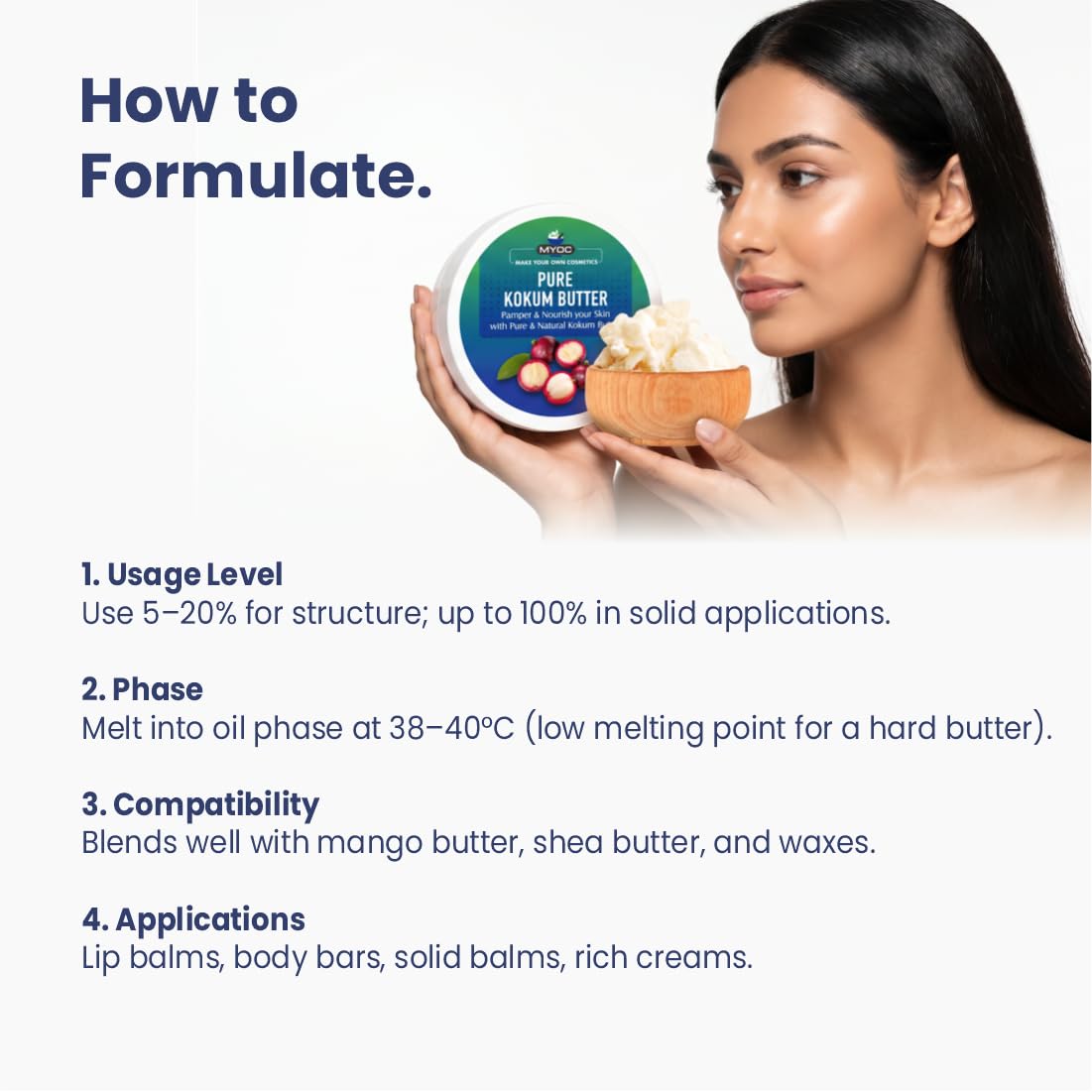MYOC Kokum Butter for DIY skincare - 500 g — cosmetic grade natural body butter for lotion, lip balm, hair care and solid skin care formulations 4