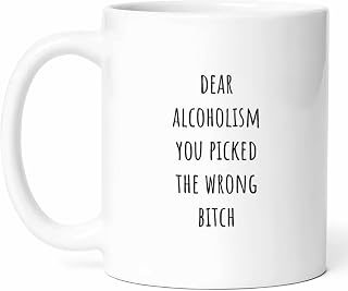 Dear Alcoholism Mug - Addiction Awareness Coffee Cup - Supportive Funny Gift From Family - Recovery Tea Mugs - Sobriety Cups - 11 Oz Ceramic Gifts For Individuals, Birthday, Him, Her, National Month