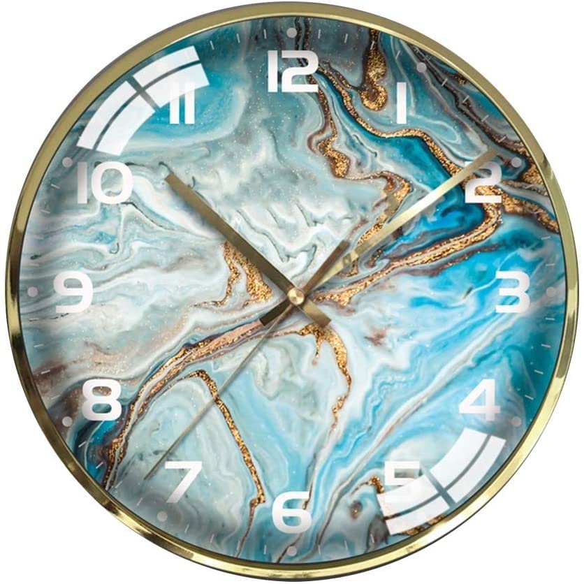 Horloge murale unique au motif marbre et finitions dorées