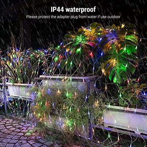 Coloured Net Lights Mains Powered 100LED Christmas Fairy Bush Lights 1.5X 1.5M RGB Net String Lights Plug in 11 Modes with Remote for Christmas, Wall,Fence, Home,Garden, Holiday Decor(Mutil-Coloured)