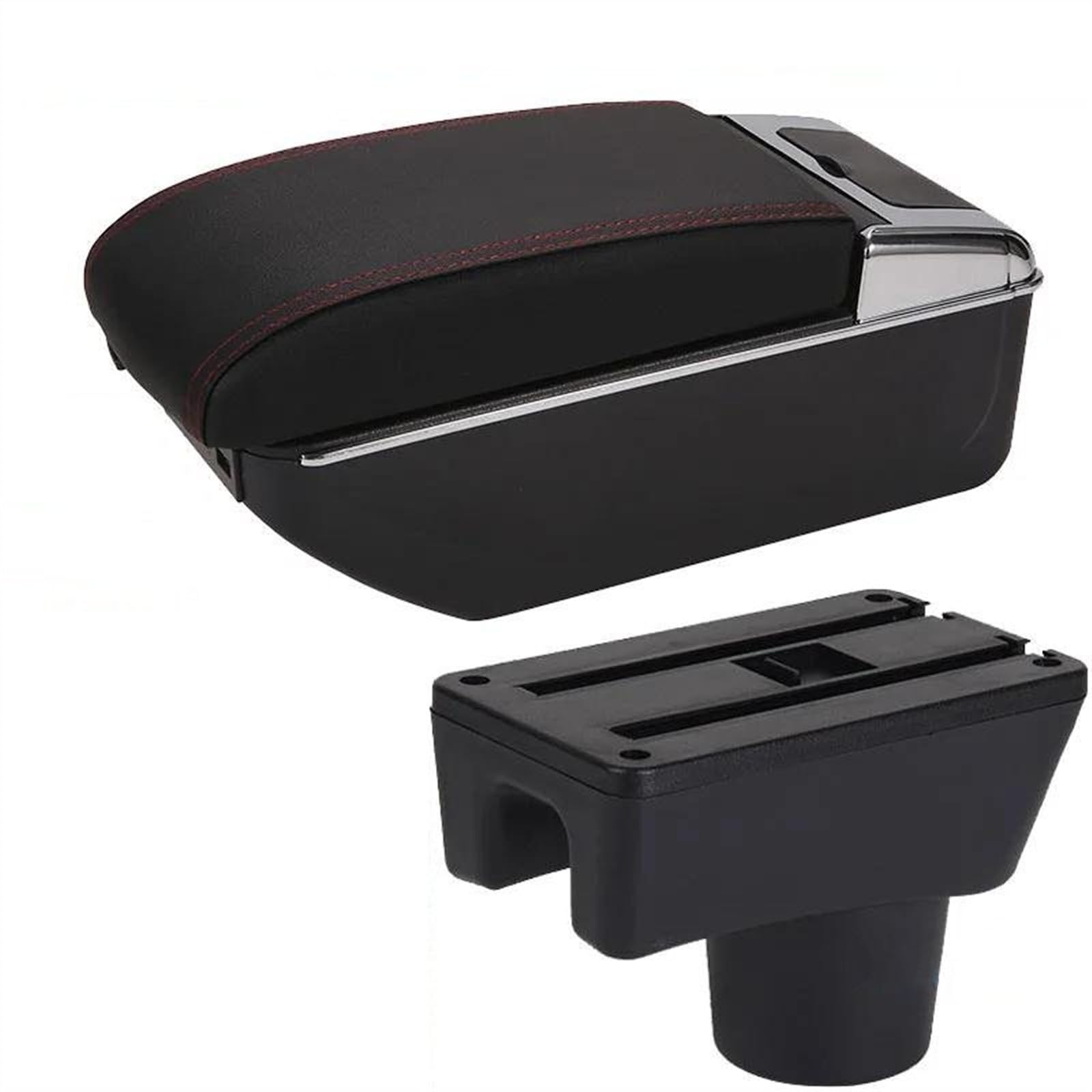 NOHEEU Car Armrest Box Retrofit Parts Accessorie Storage For Attrage For Mirage(B1 Black red 7USB)