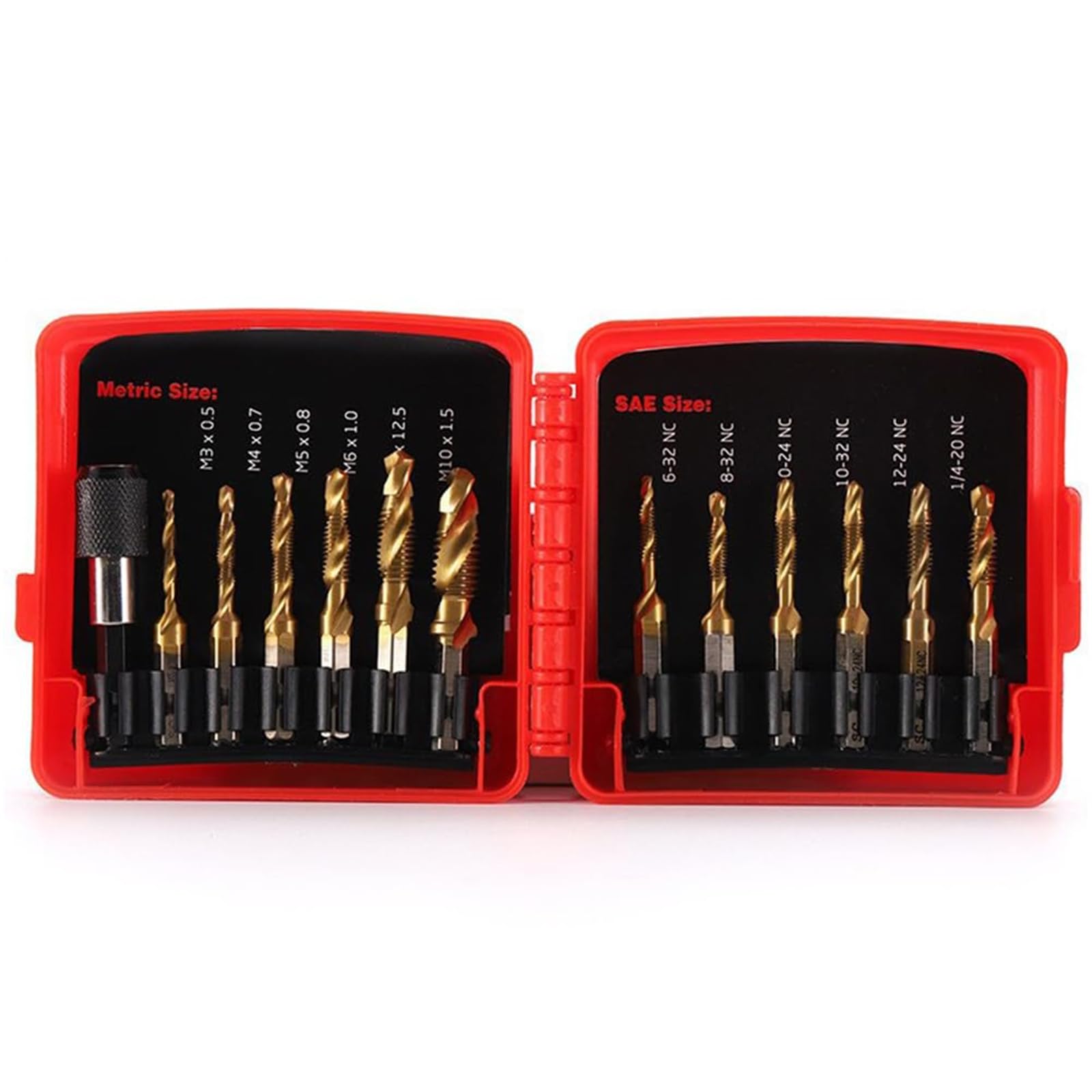 clhjinruoliu Drill & Tap Bits Set of 13 PCS, Multi-Purpose Drill Bit Set, High-Speed Steel Drill Various, Durable Drill and Tap for DIY & Professional Use,Yellow