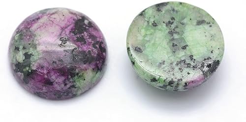 Miniatura 2 de Fashewelry 50 cuentas de piedra semicirculares de rubí natural de 0.472 pulgadas (0.472 in), cuentas de piedra semicircular, con parte trasera