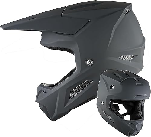 1Storm Casco de motocross juvenil para niños, casco ATV BMX MX Dirt Bike Go Kart adolescente negro mate