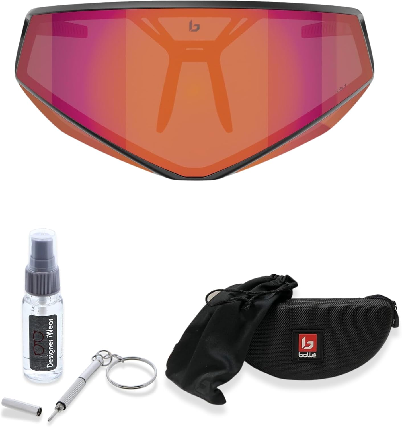 bollé Alien Wraparound Shield Sunglasses For Men For Women + BUNDLE with ACCESSORY EYEWEAR KIT