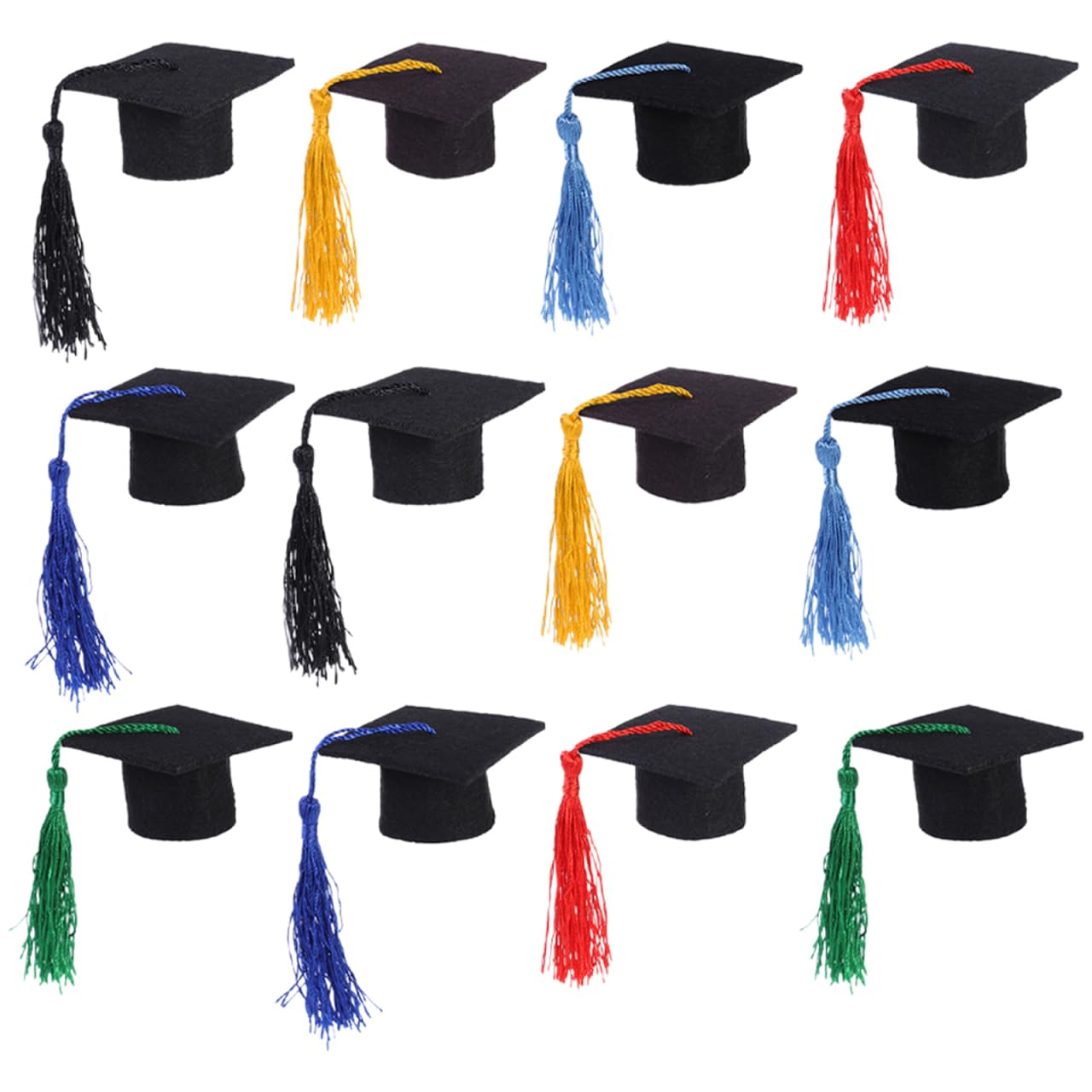 SOLUSTRE 12pcs Mini Graduation Cap Toppers for Wine Bottles Multi-color Non-woven Party Decorations Lightweight Graduation Mortar Board Hats and Gift Favors Random Color