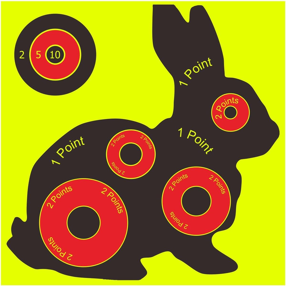 25 Splatter Shooting Target Stickers, Size 4 inch, 100mm, Reactive Self Adhesive Splash Targets, Rabbit Shape, Square
