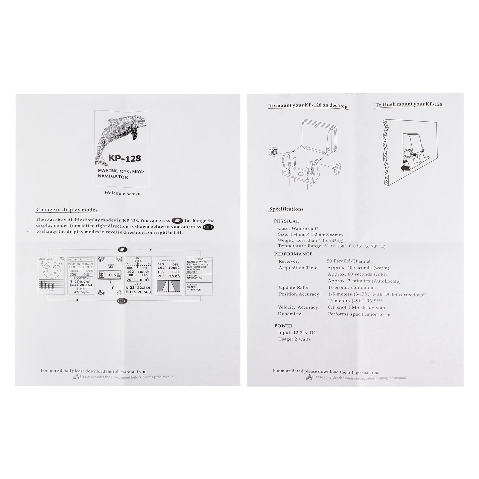 Navigatore Satellitare Marino GPS con Posizionamento 3D con Funzioni a Schermo Multiplo per la Navigazione in Barca, LCD da 4,3 Pollici, 12 V-24 V, Navigazione Classica retrò