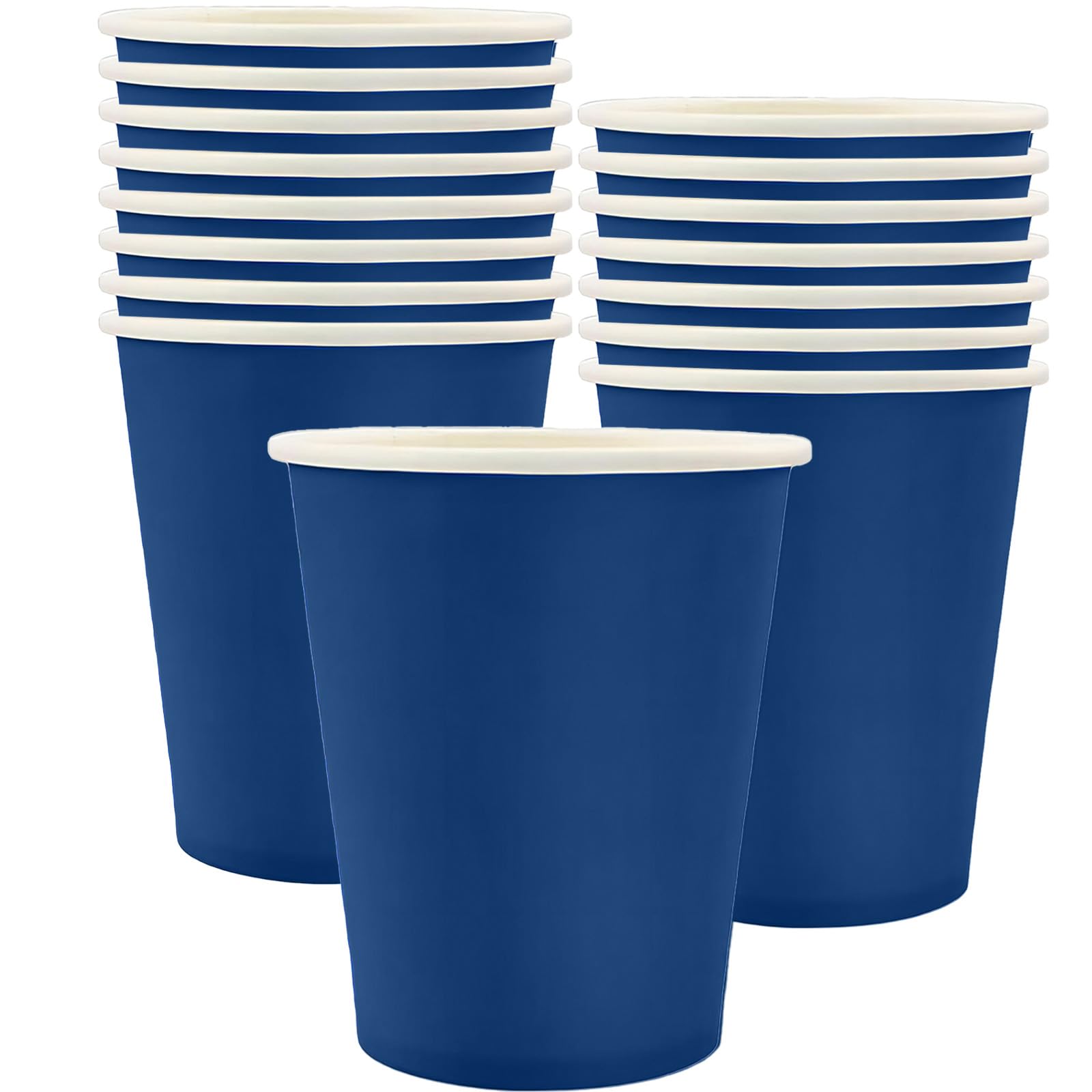 MOMAHUA 16P Party Cups,Navy Blue Paper Cup for Birthday,9oz/250ml Birthday Cups Solid Color Tableware,Table Decors for Wedding,Picnic,Sage Green Themed Party Supplies for 16 Guests