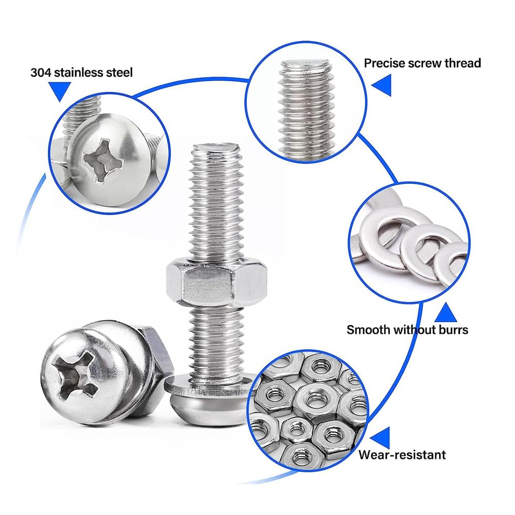 380 Pezzi Zincati Kit Bulloni Esagonali Grado 5 - 380 Pezzi, Viti, Dadi E Rondelle In Acciaio Zincato Kit Ferramenta Essenziale