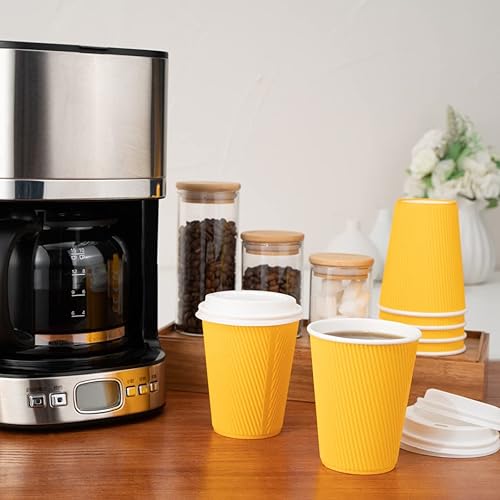 Vista 267 de Vasos de café de papel aislado de pared corrugada, 8 oz, Anaranjado