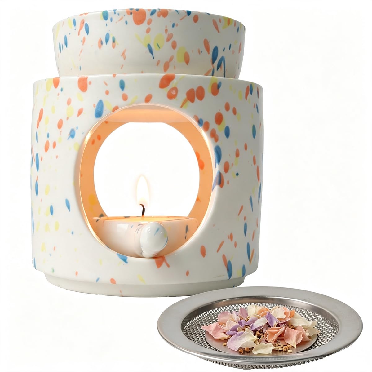 2in1 Wax Melt Ceramic Oil Burner With Sieve And Dish For Diffuser Essential