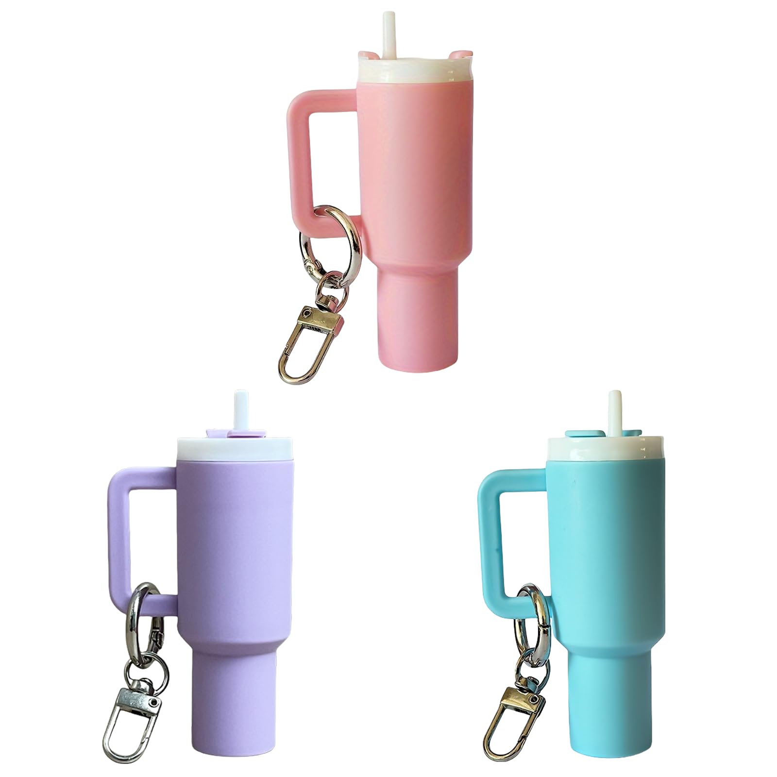 NUJOLI 3Pcs Mini Tumbler Keychain for Stanley Cup, Cute Chapstick holder Charms for Women Girl Purse Handbag Backpack