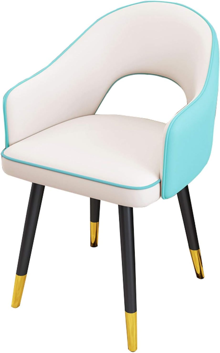 YXCUIDPKitchen Dining Chairs,Water Proof Leather Side Chair with Carbon Steel Legs,Modern High Back Padded Soft Seat Living Room Armchairs(White+Light Blue)