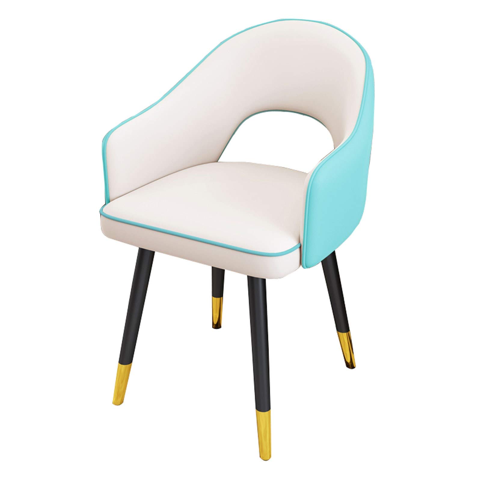 YXCUIDPKitchen Dining Chairs,Water Proof Leather Side Chair with Carbon Steel Legs,Modern High Back Padded Soft Seat Living Room Armchairs(White+Light Blue)