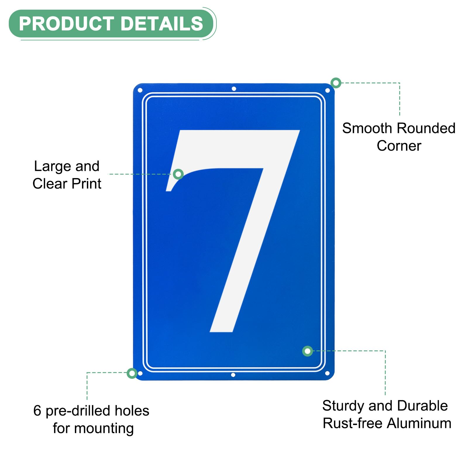 M METERXITY Aluminum Number Sign 7, 11.8 Inch House Numbers and Metal Letters, Parking Spot Letter Signs - Image 2