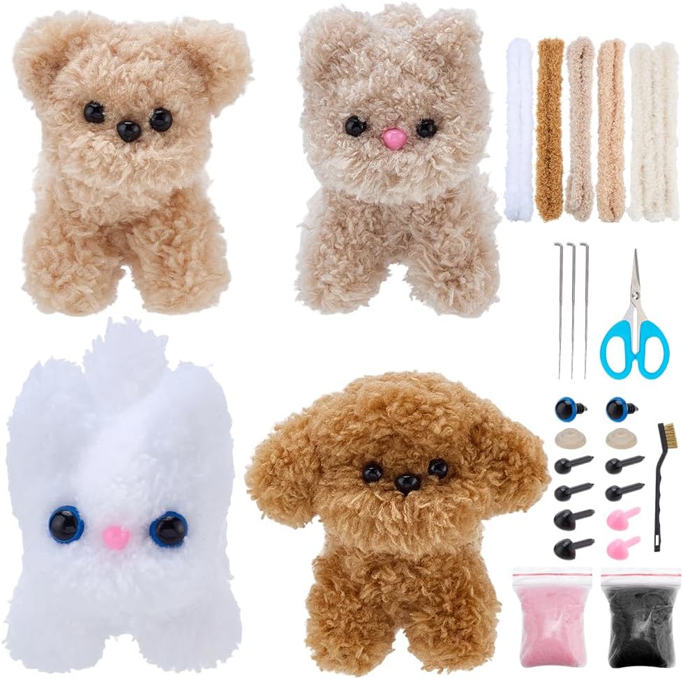 FREEBLOSS 10 Set Pipe Cleaners Craft Kit Little Pets Pipe Cleaners Set Thick Chenille Stems for Crafts Supplies with Instructions for Beginners