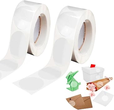 1 inch 2000pcs Transparent Circle Package Seals Stickers for Mailing Envelope Seals, Clear Round Wafer Seal Labels Envelope Tab Sealer and Retail Package Self Adhesive Seal Label Sticker.