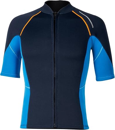 Men 1.5mm Neoprene Short Sleeve Swim Tops Wetsuit Swimsuit Diving Surfing Suit Front Zip Swim Shirt