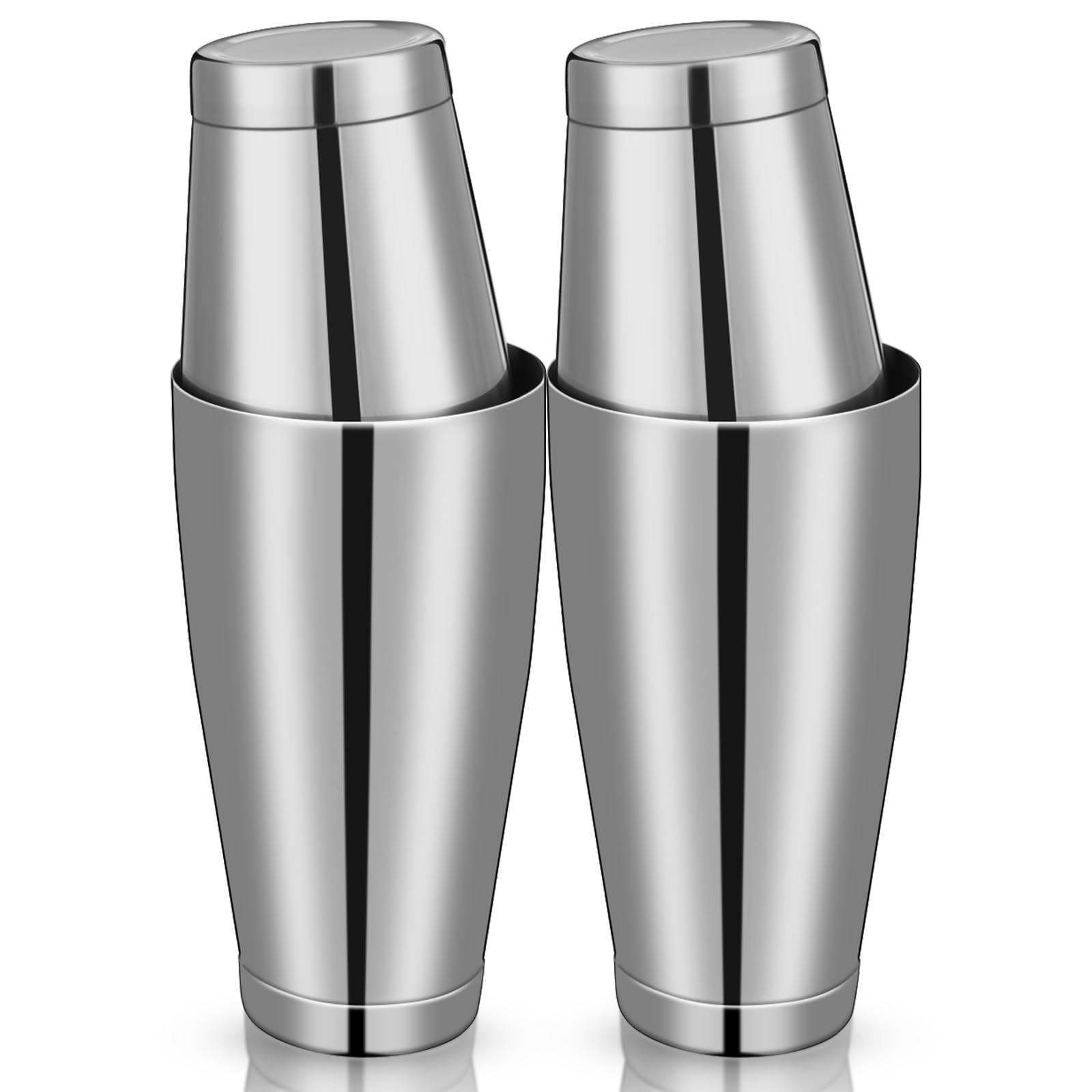 Lallisa 4 Pieces Stainless Steel Cocktail Shaker Boston Set, Silver
