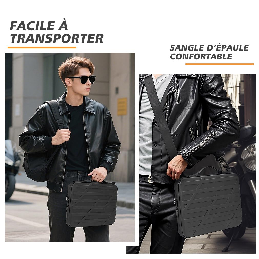 NIDOO 16 Pouces Sacoche Étui Rigide Ordinateur Portable Sac à Bandoulière de Protection pour 15" MacBook Air/ 16" MacBook Pro/ThinkBook 16 16p/ ThinkPad E16 L16 T16 P16/ IdeaPad Slim 5i 5 3i/ XPS 16