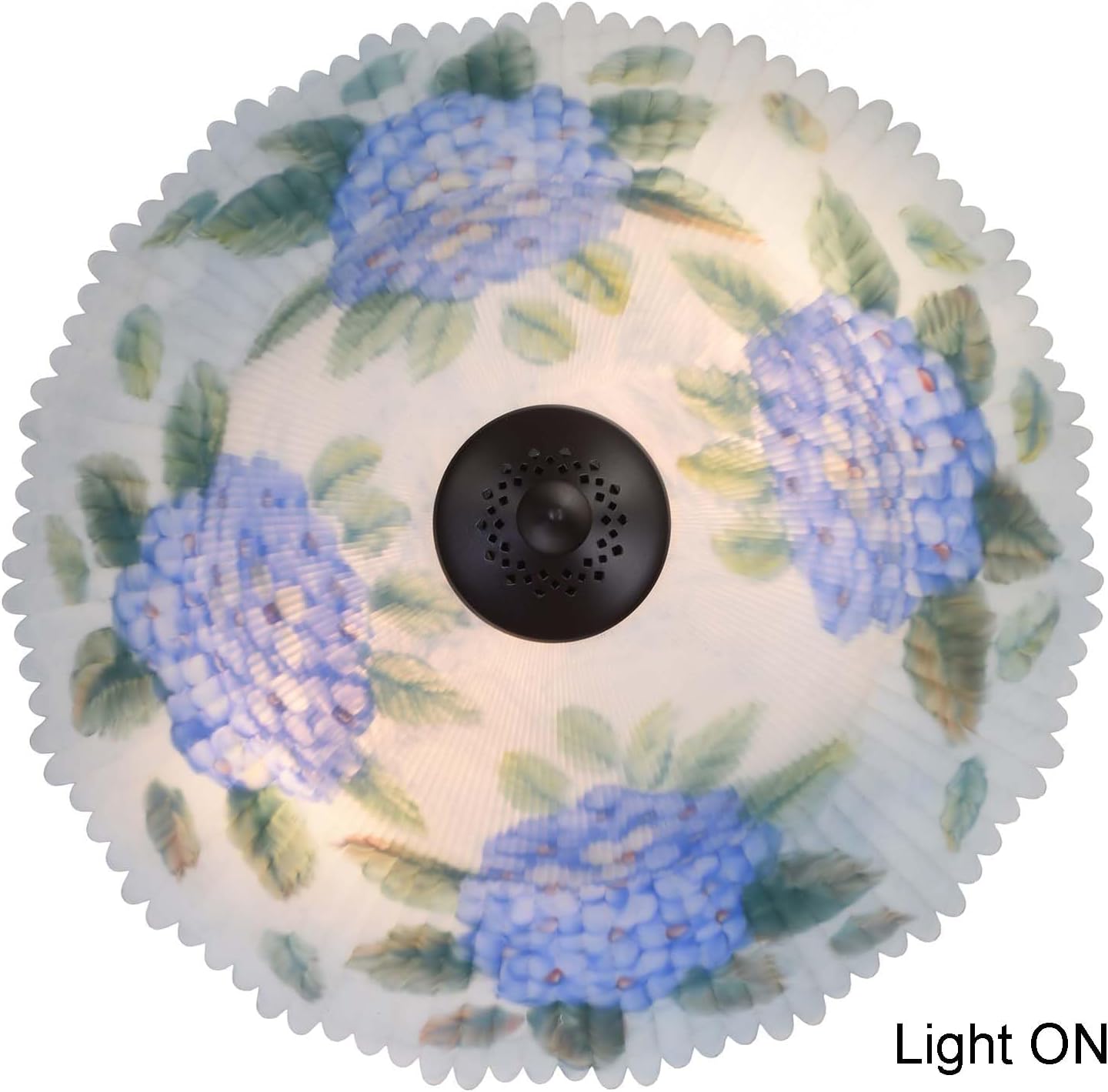 Bieye S10780 Hydrangea Flowers Hand-painted Glass Lampshade (Blue, 14Wx6.5H inches)