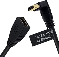 Vista 2 de Poyiccot Cable de extensión HDMI de 8 K, cable HDMI 2.1, ángulo de 90 grados hacia abajo, HDMI macho a hembra 8 K HDMI 2.1 Cable 48 Gbps de alta