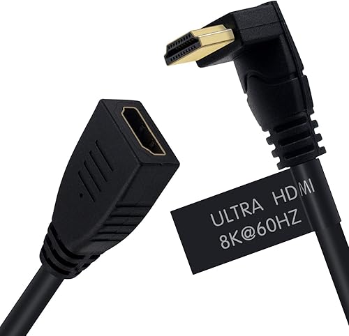 Miniatura 2 de Poyiccot Cable de extensión HDMI de 8 K, cable HDMI 2.1, ángulo de 90 grados hacia abajo, HDMI macho a hembra 8 K HDMI 2.1 Cable 48 Gbps de alta