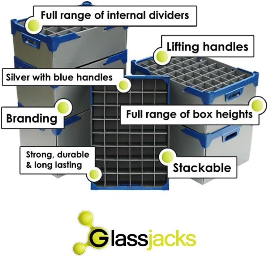 Wine glass storage boxes : Glassjack: Glass or item max width 81mm, max height 190mm, box ref.190-24