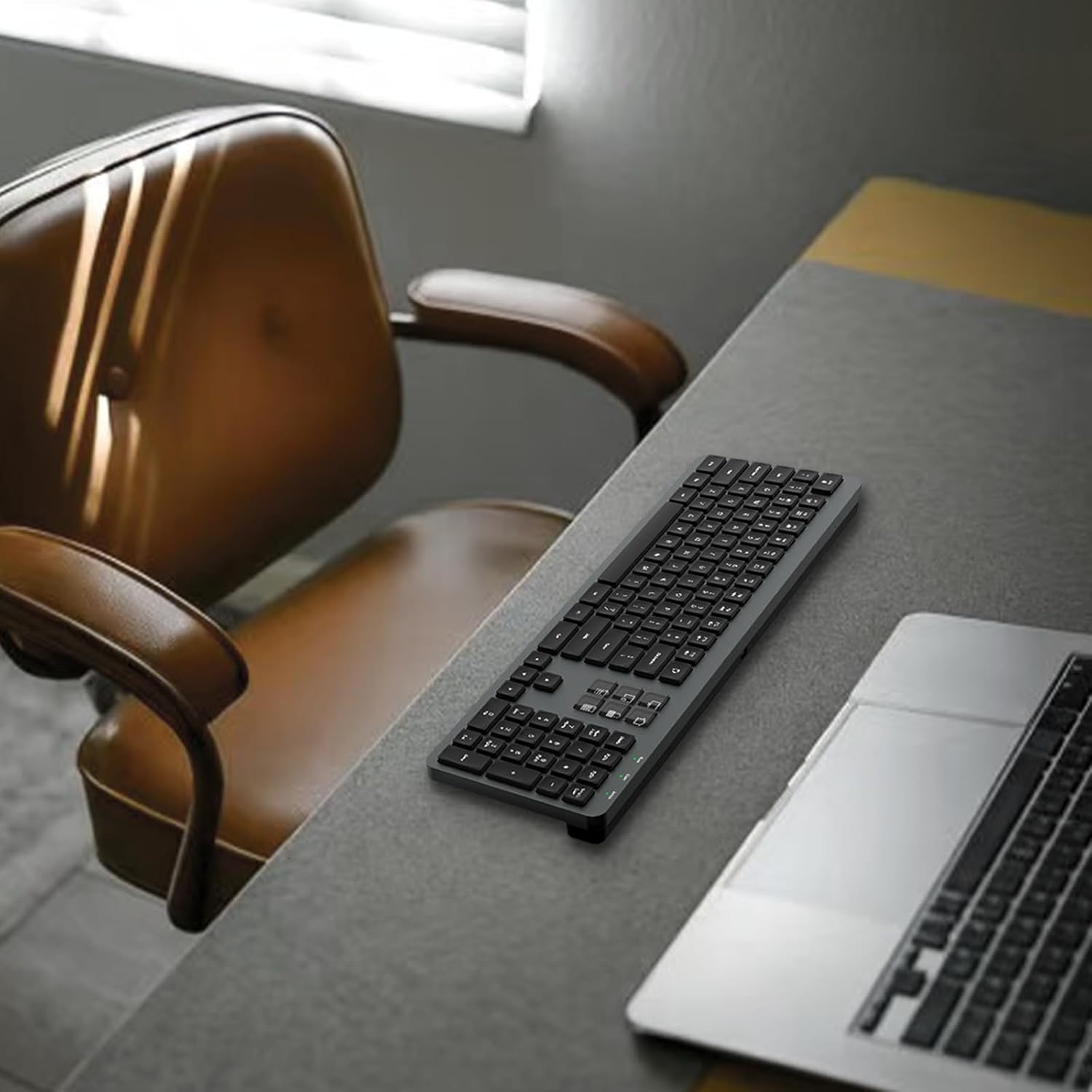 Wired Keyboard with 60 Programmable Keys for Windows, Customizable LCD Shortcuts, Silent Typing, USB-A, Number Pad, Minimalist Backlighting, Magnetic Stand, for Graphic Design, Adobe, MS Office-Grey