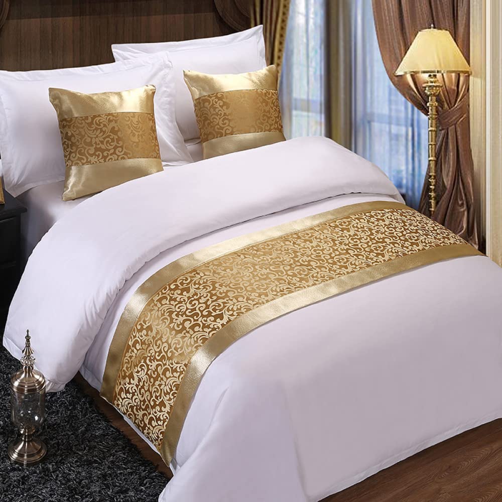 Bettläufer Tagesdecken Luxuriöse Champagnerfarbene Bettdecke Moderner Schlichter BettüBerwurf Bettwäsche Für Einze,Queen,King-Bett Dekoration Für Zuhause,Hotel,Gästehaus-Gold||50x210cm(1.5m bed)