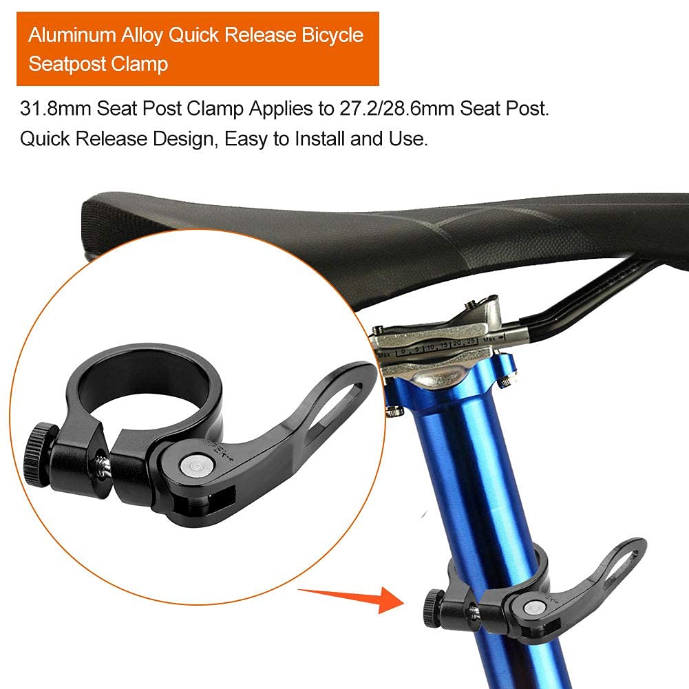 Keenso Mocowanie drążka rowerowego, CX-18 szczypce do siodełka ze stopu aluminium 31,8 mm szybkie zwolnienie roweru szosowego, zacisk do siodełka rowerowego (czarny)