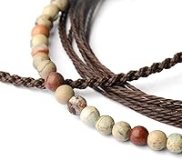 Vista 425 de Handmade Natural Stone Beaded Healing Bracelet Gift for Men Adjustable Rope String Bracelet