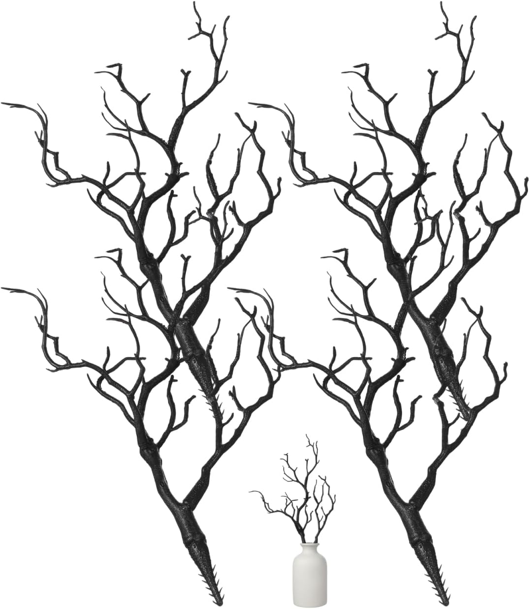 Cabilock 4Pcs Plastic Tree Branches for Crafts, Black Christmas Decorative Twigs, Coral Antler Dried Tree Branches for Vases