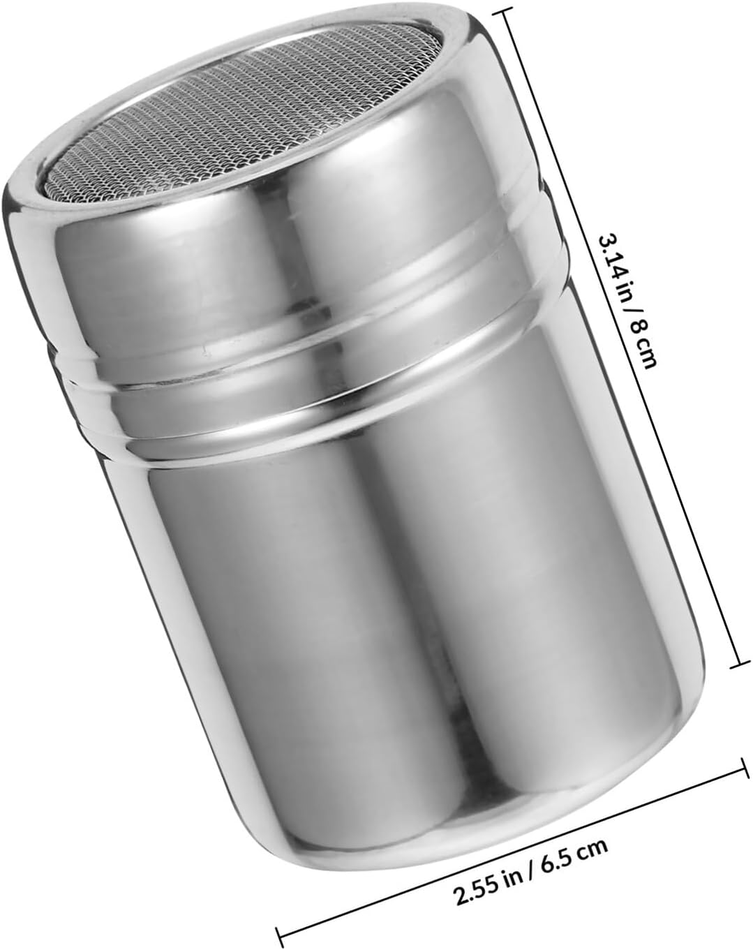 Stainless Steel Powder Shaker with Lid 200ml for Baking Sugar Cocoa