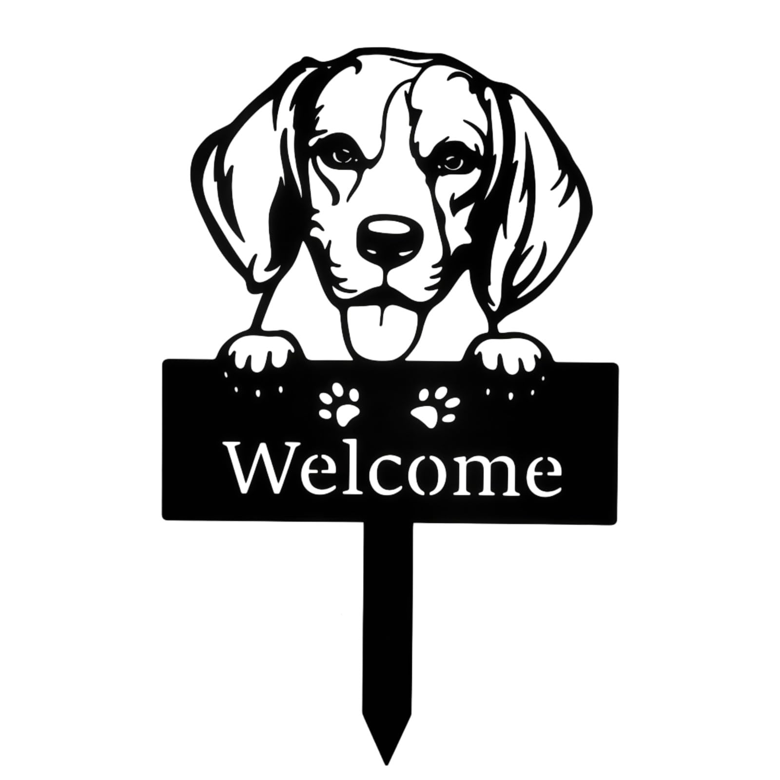 Metal Golden Retriever Welcome Sign Garden Stake Waterproof Black Silhouette Dog Welcome Plaque Decorative Outdoor Yard Sign for Garden, Patio, Porch & Pathway, Cute Puppy Welcome Decor Gift