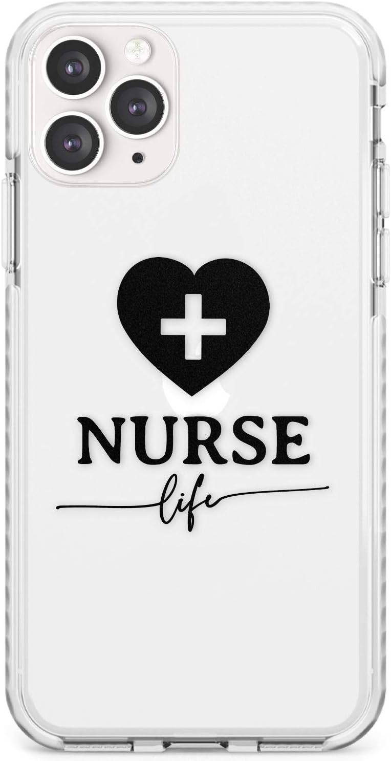 Medical Nurse Life (Black & Clear) Impact Phone Case for iPhone 11 Pro TPU Protective Light Strong Cover with Nurse Nursing Medic Medical Physician